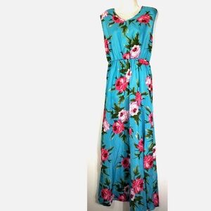 Pink Sleeveless Scoop Neck Sundress Maxi